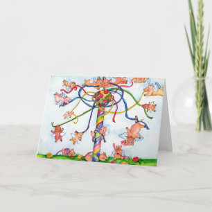 Carte Cochons volants autour du mât de mai