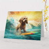 Carte Cockapoo Beach Surf Paining (Fleur jaune)