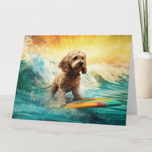 Carte Cockapoo Beach Surf Paining (Devant)