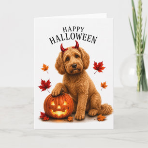 Carte Cockapoo Chien Diable d'Halloween