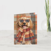 Carte Cockapoo Chien Plaid Automnal Monogrammé (Devant)