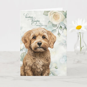 Carte Cockapoo Chien Roses Blanches et Vert Sauge Bon ré