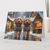 Carte Cockapoo Chiens Noël Fête de la Neige (Devant)