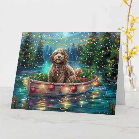 Carte Cockapoo Christmas Festive Voyage (Fleur jaune)