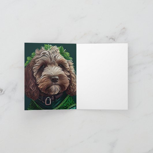 Carte Cockapoo Dog en robe de fête St. Patrick (Intérieur)