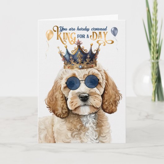 Carte Cockapoo Dog King pour jour drôle anniversaire (Devant)