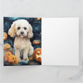 Carte Cockapoo Halloween Avec Des Citrouilles Effrayant  (Intérieur)