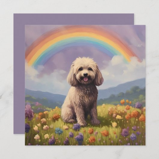 Carte Cockapoo Rainbow Bridge Memorial Nom personnalisé  (Devant / Derrière)