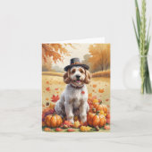 Carte Cockapou À L'Automne Laisse Thanksgiving Art (Devant)
