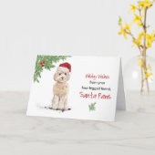 Carte Cockapou champagne Noël du chien dans Funny (Fleur jaune)