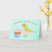 Carte Cockatiel avec cupcake Cute bougie anniversaire (Fleur jaune)