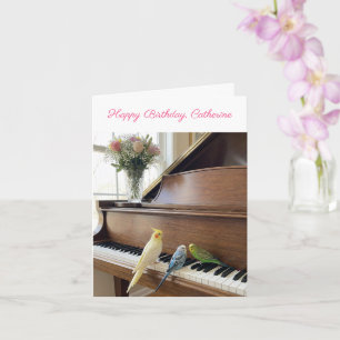 Carte Cockatiel Mignonne Amoureux de Musique Anniversair