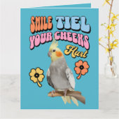 Carte Cockatiel Parrot gai (Fleur jaune)