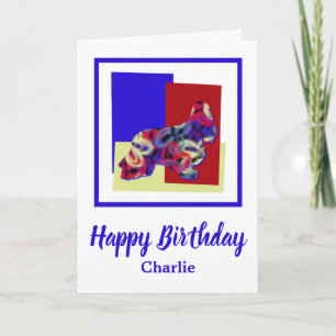 Carte Cocker Chien Espagnol Rouge Bleu Jaune Anniversair