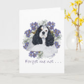 Carte Cocker Spaniel Américain Ne m'oublie pas (Fleur jaune)