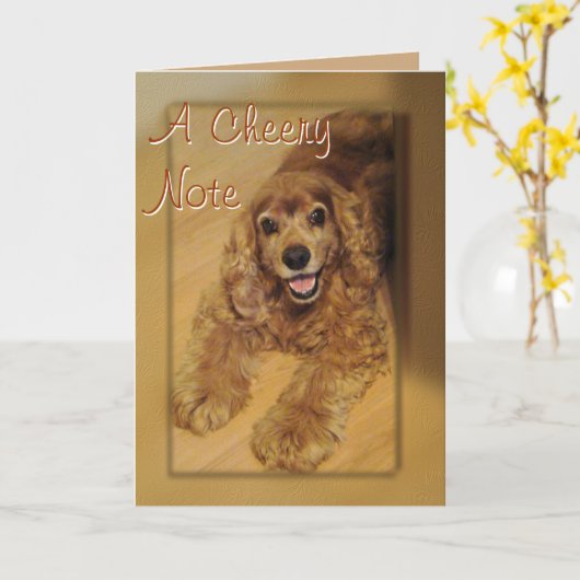 Carte Cocker Spaniel Cheer You-customize (Fleur jaune)