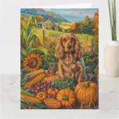 Carte Cocker Spaniel Chien Automne Moisson Thankesgiving (Devant)