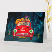 Carte Cocker Spaniel Chien Conduisant une Voiture Épouva (Fleur jaune)