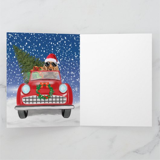 Carte Cocker Spaniel Chien Conduite Voiture En Noël De N (Intérieur)