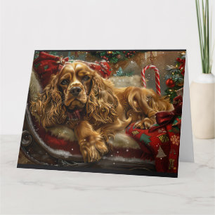 Carte Cocker Spaniel Chien Festif de Noël