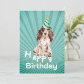 Carte Cocker Spaniel Chien heureux Anniversaire Invitati (Debout devant)
