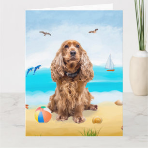 Carte Cocker Spaniel Chien sur la plage