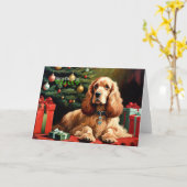 Carte Cocker Spaniel Christmas (Fleur jaune)