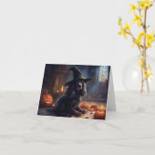 Carte Cocker Spaniel Citrouilles Halloween effrayant (Fleur jaune)