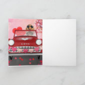 Carte Cocker Spaniel Conduisant une Voiture avec des Cœu (Intérieur)