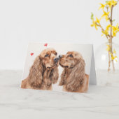 Carte Cocker Spaniel Couple pour la Saint-Valentin (Fleur jaune)