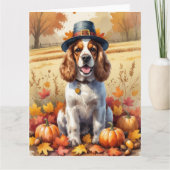 Carte Cocker Spaniel Dans Les Feuilles D'automne Art De  (Devant)