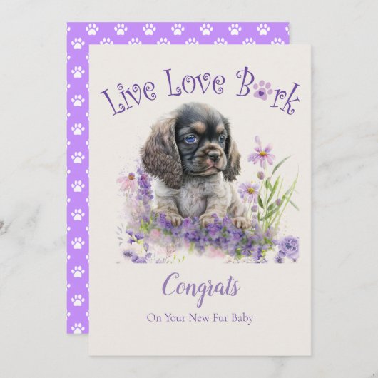 Carte Cocker Spaniel Dog Adoption, Gotcha Day (Devant / Derrière)