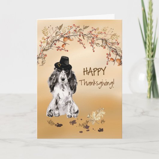 Carte Cocker Spaniel Drôle pèlerin Casquette Thanksgivin (Devant)