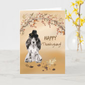 Carte Cocker Spaniel Drôle pèlerin Casquette Thanksgivin (Fleur jaune)