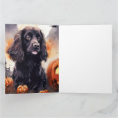 Carte Cocker Spaniel Halloween avec citrouilles  (Intérieur)