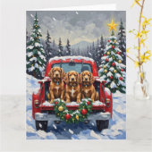 Carte Cocker Spaniel Noël Camion Rouge Fêtes (Fleur jaune)