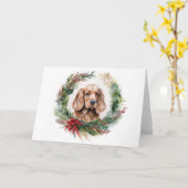Carte Cocker Spaniel Noël Wreath Festive Pup (Fleur jaune)