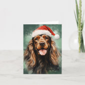 Carte Cocker Spaniel peinture à la brosse de Noël (Devant)