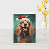 Carte Cocker Spaniel peinture à la brosse de Noël (Fleur jaune)