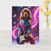 Carte Cocker Spaniel Rock Star Drôle (Fleur jaune)