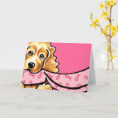 Carte Cocker Spaniel rose ruban Écarpe BCA (Fleur jaune)