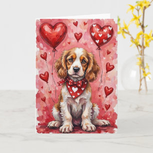 Carte Cocker Spaniel Saint-Valentin Chien aux Cœurs Roug