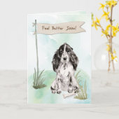 Carte Cocker Spaniel se sentent mieux après la chirurgie (Fleur jaune)