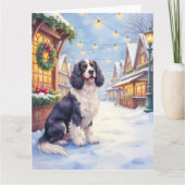 Carte Cocker Spaniel Snowy Village Christmas Art (Devant)