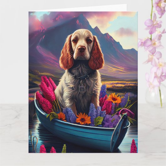 Carte Cocker Spaniel sur une pagaie : Une aventure panor (Orchidée)