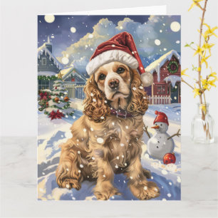 Carte Cocker Spaniel Winter Wonderland Noël Joie