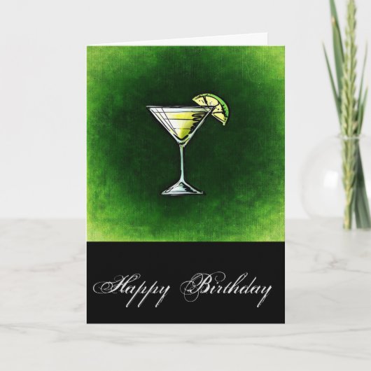 Carte Cocktail d'anniversaire vert absinthe (Devant)