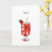 Carte Cocktail de fraises Aquarelle illustrée (Fleur jaune)