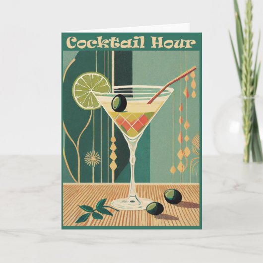 Carte Cocktail de l'heure Moderne Martini du milieu du s (Devant)