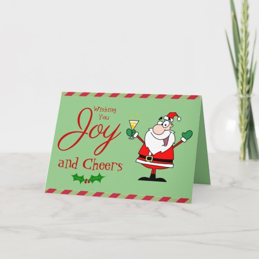 Carte Cocktail de Noël amusant Père Noël Martini Joy Mod (Devant)